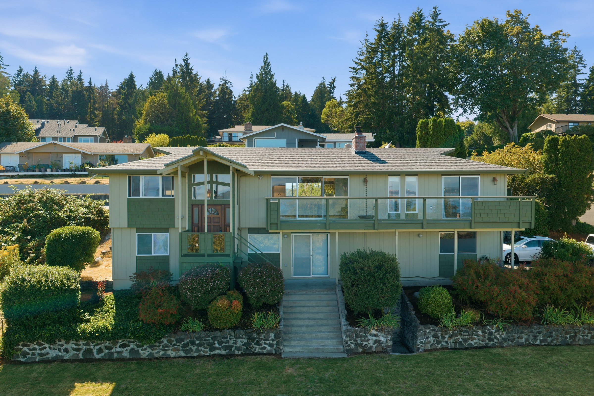 Aerial front exterior of a professionally photographed Port Orchard residential listing